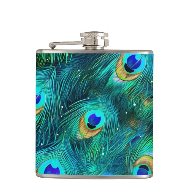 Peacock Glory Hip Flask (Front)