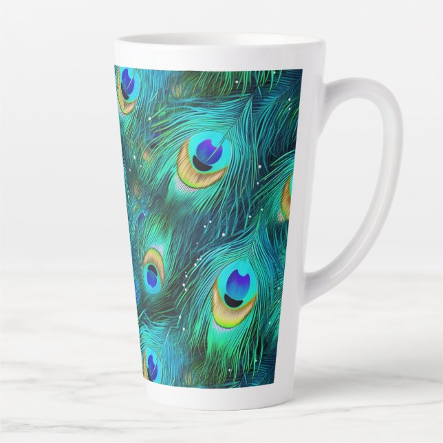 Peacock Glory Latte Mug (Right)