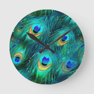 Peacock Glory Round Clock