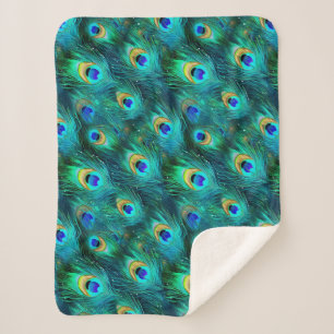 Peacock Glory Sherpa Blanket