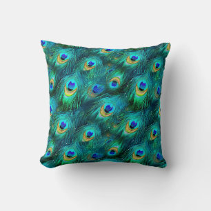 Peacock Glory Throw Pillow