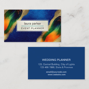 Peacock Gold Glitter Elegant Blue Green Modern Bus Business Card