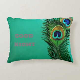 Peacock good night text  accent pillow