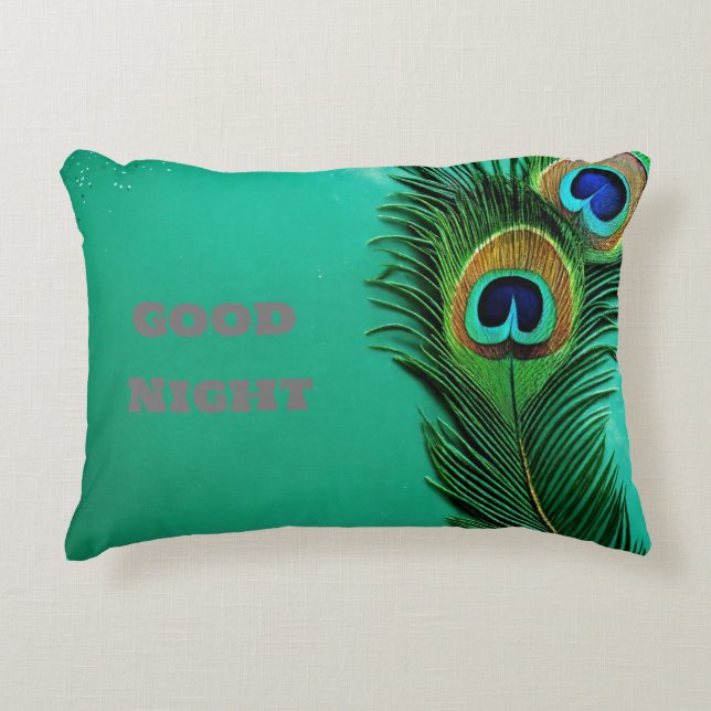 Peacock good night text  accent pillow (Front)