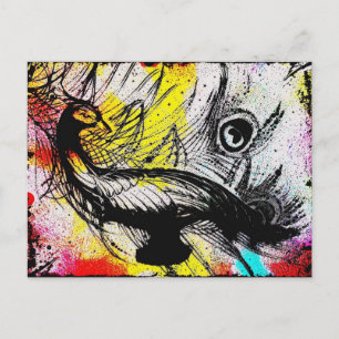Peacock Graffiti Postcard