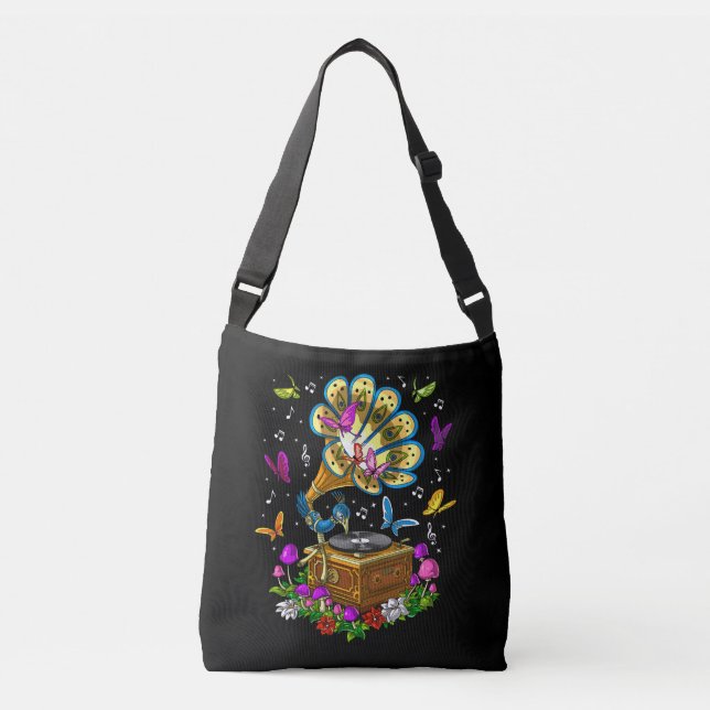 Peacock Gramophone Crossbody Bag (Front)
