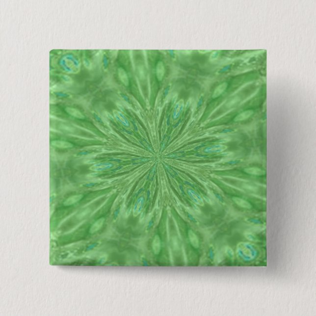 Peacock Green 2 Inch Square Button (Front)