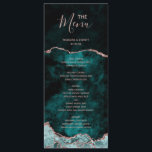Peacock Green Rose Gold Agate Marble Wedding Menu<br><div class="desc">Rich Peacock Teal Green & Elegant Rose Gold Faux Foil Watercolor Marble Agate Gilded Geode Design,  with Modern and Script fonts. Luxurious Trendy and Chic Wedding Dinner Menus! ~ Check my shop to see the entire wedding suite for this design!</div>