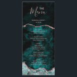 Peacock Green Rose Gold Agate Marble Wedding Menu<br><div class="desc">Rich Peacock Teal Green & Elegant Rose Gold Faux Foil Watercolor Marble Agate Gilded Geode Design,  with Modern and Script fonts. Luxurious Trendy and Chic Wedding Dinner Menus! ~ Check my shop to see the entire wedding suite for this design!</div>