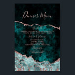 Peacock Green Rose Gold Agate Marble Wedding Menu Poster<br><div class="desc">Rich Peacock Teal Green & Elegant Rose Gold Faux Foil Watercolor Marble Agate Gilded Geode Design,  with Modern and Script fonts. Luxurious Trendy and Chic Wedding Dinner Menu Poster! ~ Check my shop to see the entire wedding suite for this design!</div>