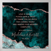Peacock Green & Rose Gold Love is Sweet Table Sign