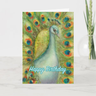 Peacock Happy Birthday card serendipity royal bird