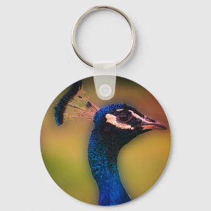 Peacock Head Photo Key Ring