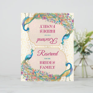 Peacock Hindu wedding reserved sign