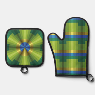 Peacock Illusion Oven Mitt & Pot Holder Set