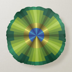 Peacock Illusion Round Pillow