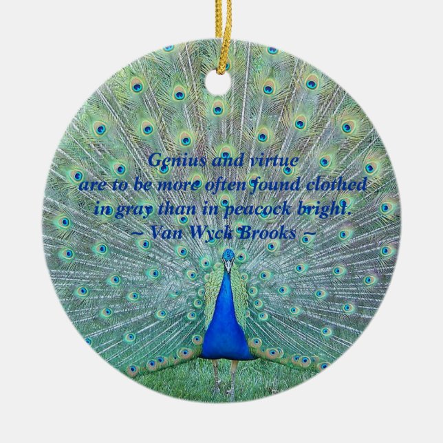 Peacock in Full Plumage Display Photography Ceramic Ornament (Front)