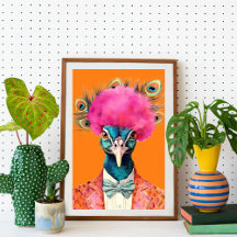 Peacock in Funky Suits Animal Fashion Art