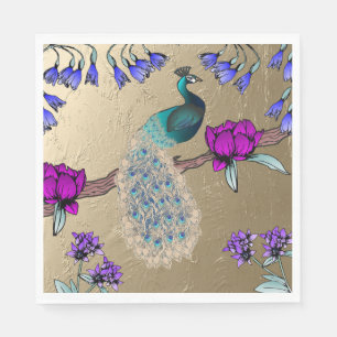 Peacock In Gold Napkin