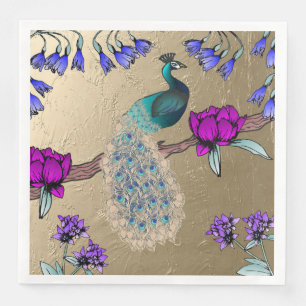 Peacock In Gold Napkin