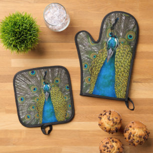 Peacock in Kauai Hawaii Oven Mitt & Pot Holder Set
