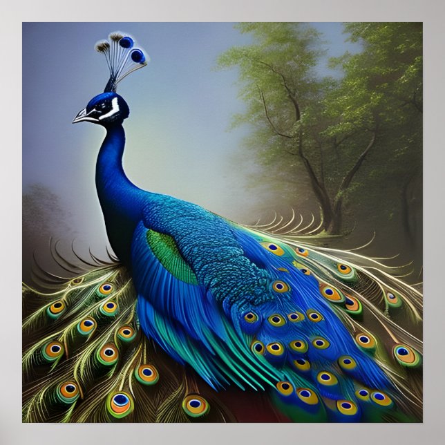 Peacock In Nature Poster (Front)