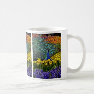 Peacock in Tulips Mug