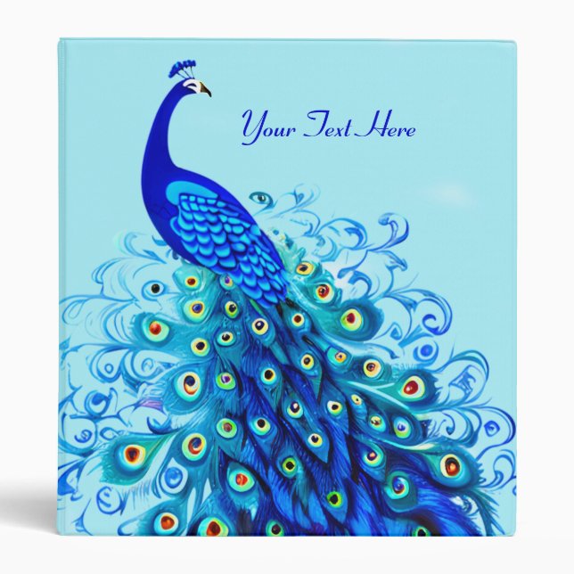 Peacock in Turquoise and Cobalt Blue Binder (Front)