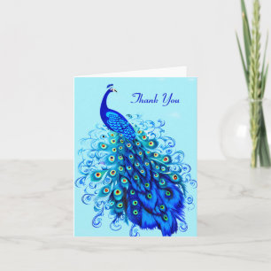 Peacock in Turquoise and Cobalt Blue Card