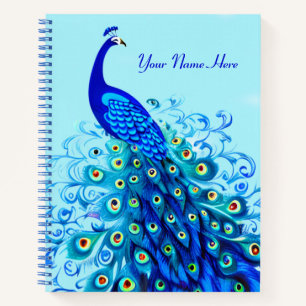 Peacock in Turquoise and Cobalt Blue Journal