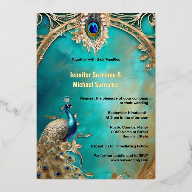 Peacock indian wedding vintage luxury chic frame (Front)