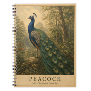 Peacock Indian Woodlands VINTAGE Notebook