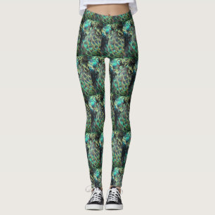 Peacock Indonésien Plumes Carrelage Motif Legging