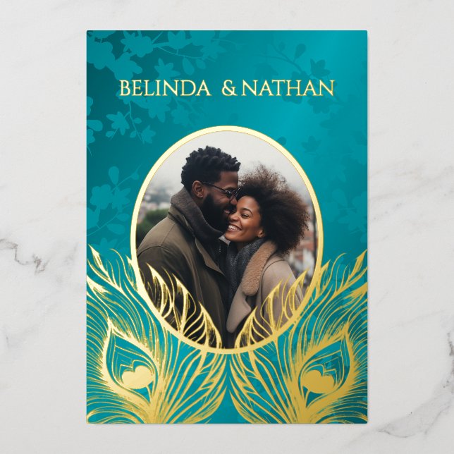 Peacock Jewel Tone Gold Wedding  (Front)