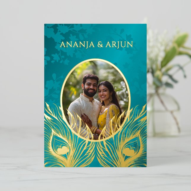 Peacock Jewel Tone Gold Wedding  (Standing Front)