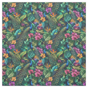 Peacock Jungle Dreams Seamless Surface Pattern Fabric