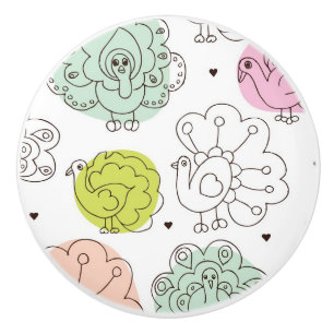 peacock kids wallpaper vintage ceramic knob