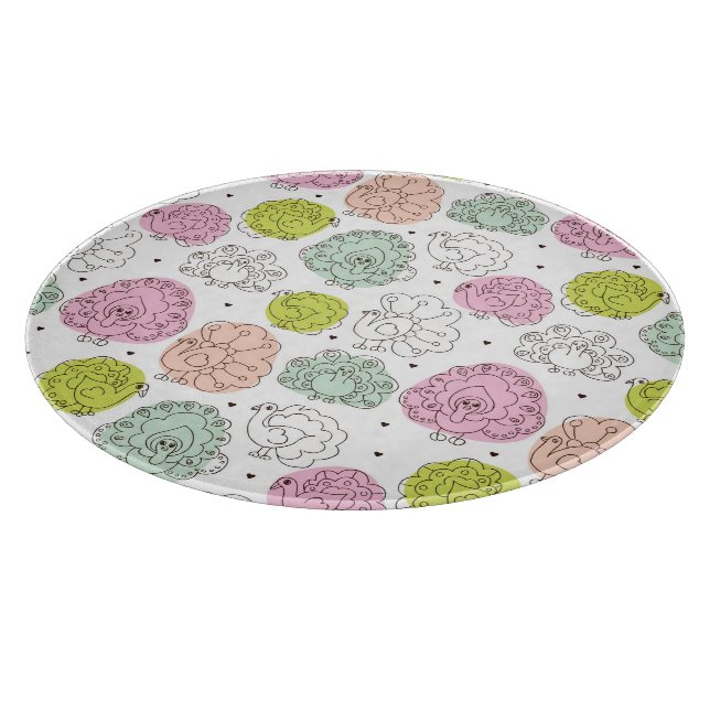 peacock kids wallpaper vintage cutting board (Corner)