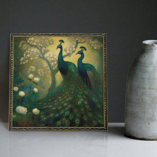 Peacock Klimt Wall Decor Impressionist Art Nouveau Tile