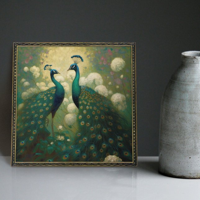Peacock Klimt Wall Decor Impressionist Art Nouveau Tile (Creator Uploaded)