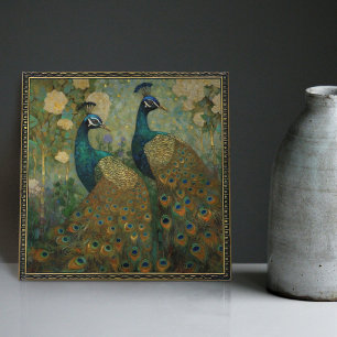 Peacock Klimt Wall Decor Impressionist Art Nouveau Tile