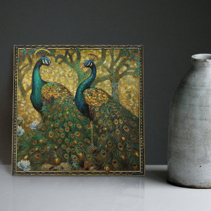 Peacock Klimt Wall Decor Impressionist Art Nouveau Tile