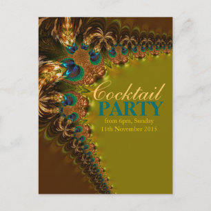 Peacock Lace Cocktail Party Postcard Invitations