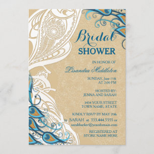 Peacock Lace Elegance 2 Bridal Shower Invitation