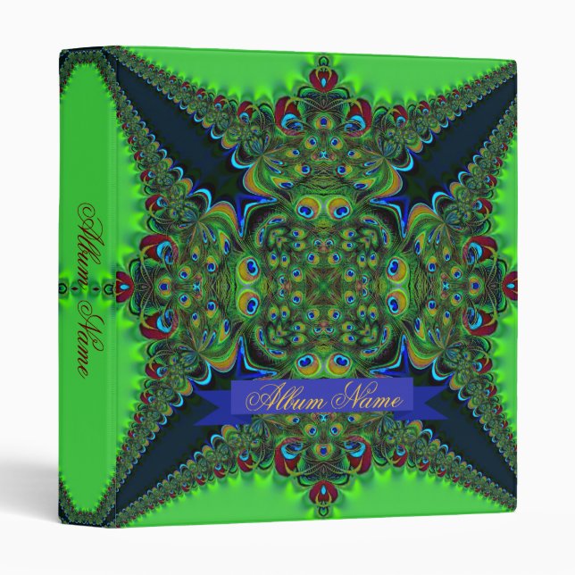 Peacock Lace Geometric Mandala Album Binder (Front/Spine)