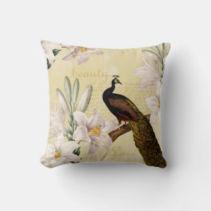Peacock Lilies Throw Pillow