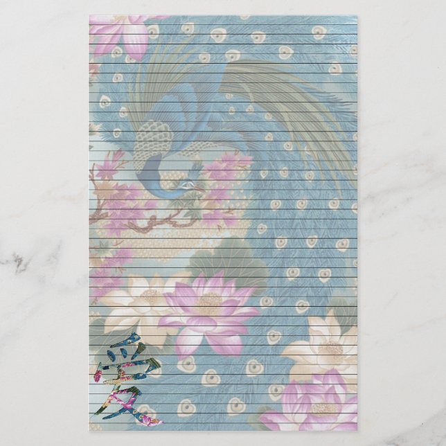 Peacock Lotus Stationery (Front)