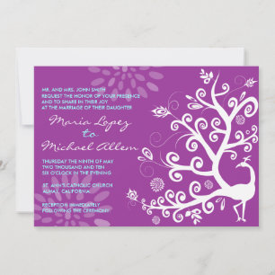 Peacock Love Bird Wedding Invitation Engagement