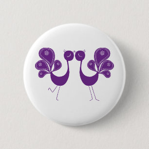 Peacock Love Lavender 2 Inch Round Button