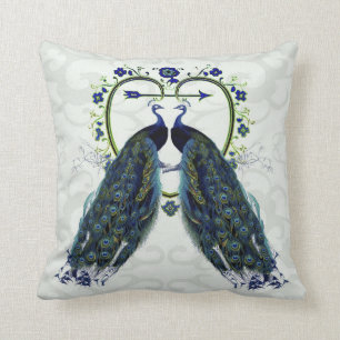 PEACOCK love ornate personalized Throw Pillow